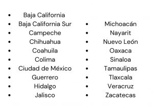Aborto en México causal Riesgo a la Salud. Listado de entidades donde se aplica: Baja California, Baja California Sur, Campeche, Chihuahua, Coahuila, Colima, Ciudad de México, Guerrero, Hidalgo, Jalisco, Michoacán, Nayarit, Nuevo León, Oaxaca, Sinaloa, Tamaulipas, Tlaxcala, Veracruz, Zacatecas