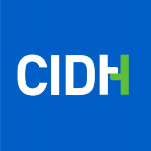 Sobre un fondo azul está el texto "CIDH" que forma parte de un documento que habla de la situación de los derechos humanos de las personas con discapacidad en México.